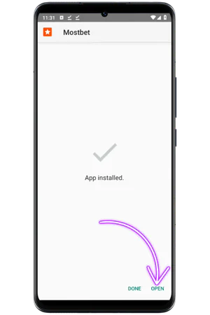 Mostbet app installed launch open button