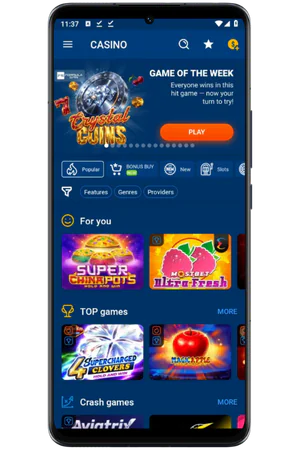 Mostbet app logged in home screen
