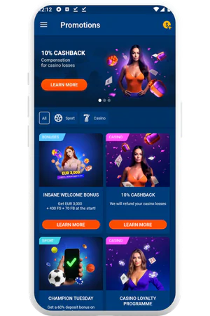 MostBet promotions list in application